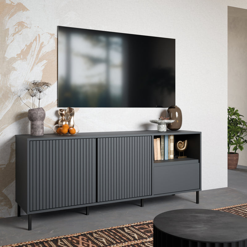 Avenale Wide TV Cabinet 2 Door 1 Drawer in Anthracite – image 4