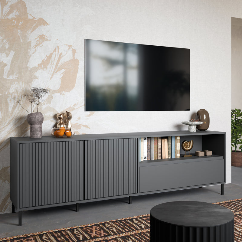 Avenale TV Cabinet 2 Door 1 Drawer in Anthracite – image 4