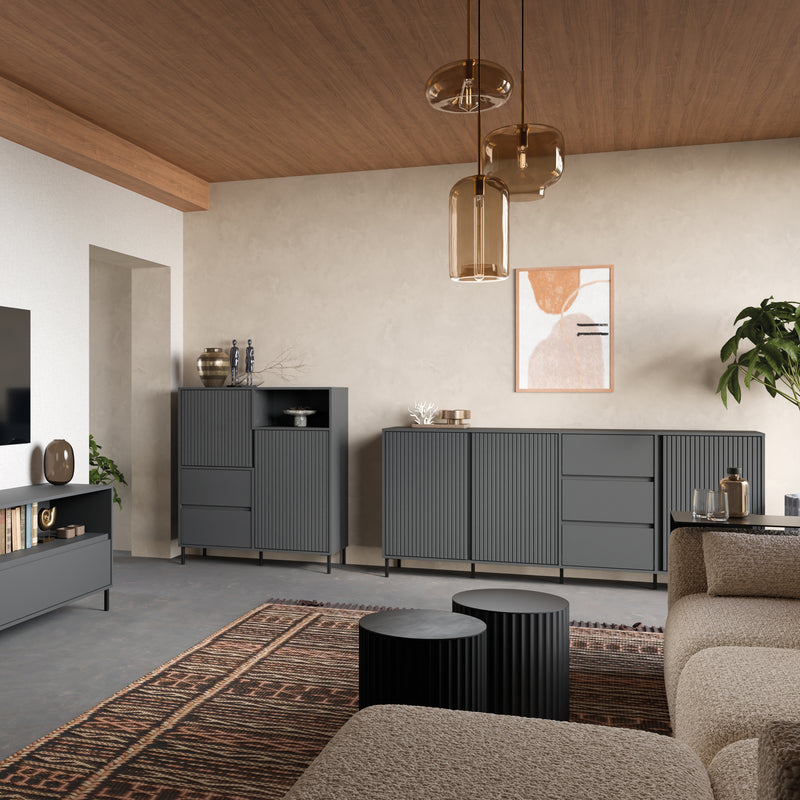 Avenale Sideboard 3 Door 3 Drawer in Anthracite – image 5
