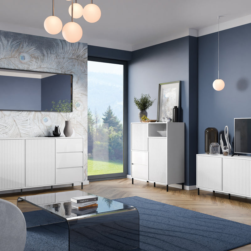 Avenale Sideboard 2 Door 2 Drawer in Alpine White High Gloss – image 5