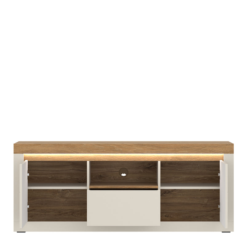 Naxxar TV Cabinet with 2 Doors and 1 Drawer in Cashmere and Stone Oak – image 2