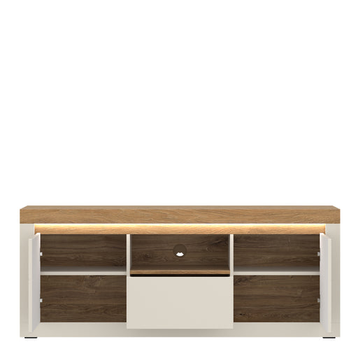 Naxxar TV Cabinet with 2 Doors and 1 Drawer in Cashmere and Stone Oak – image 2