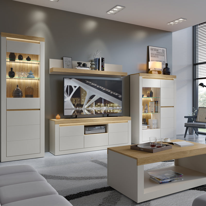 Naxxar TV Cabinet with 2 Doors and 1 Drawer in Cashmere and Stone Oak – image 5