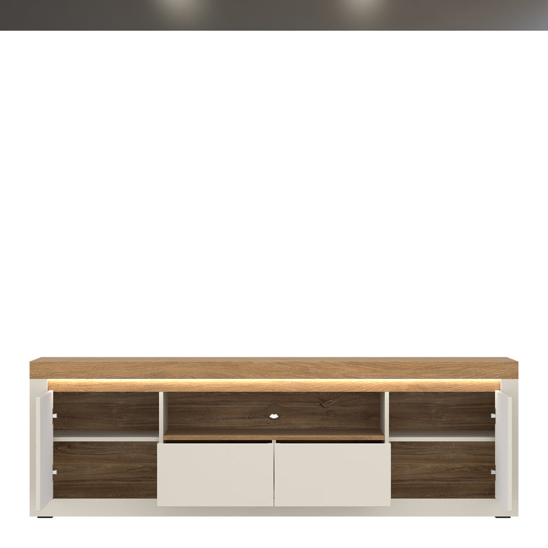 Naxxar TV Cabinet with 2 Doors and 2 Drawers in Cashmere and Stone Oak – image 2