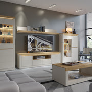 Naxxar TV Cabinet with 2 Doors and 2 Drawers in Cashmere and Stone Oak – image 7