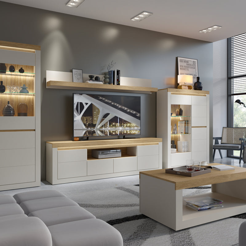 Naxxar TV Cabinet with 2 Doors and 2 Drawers in Cashmere and Stone Oak – image 7