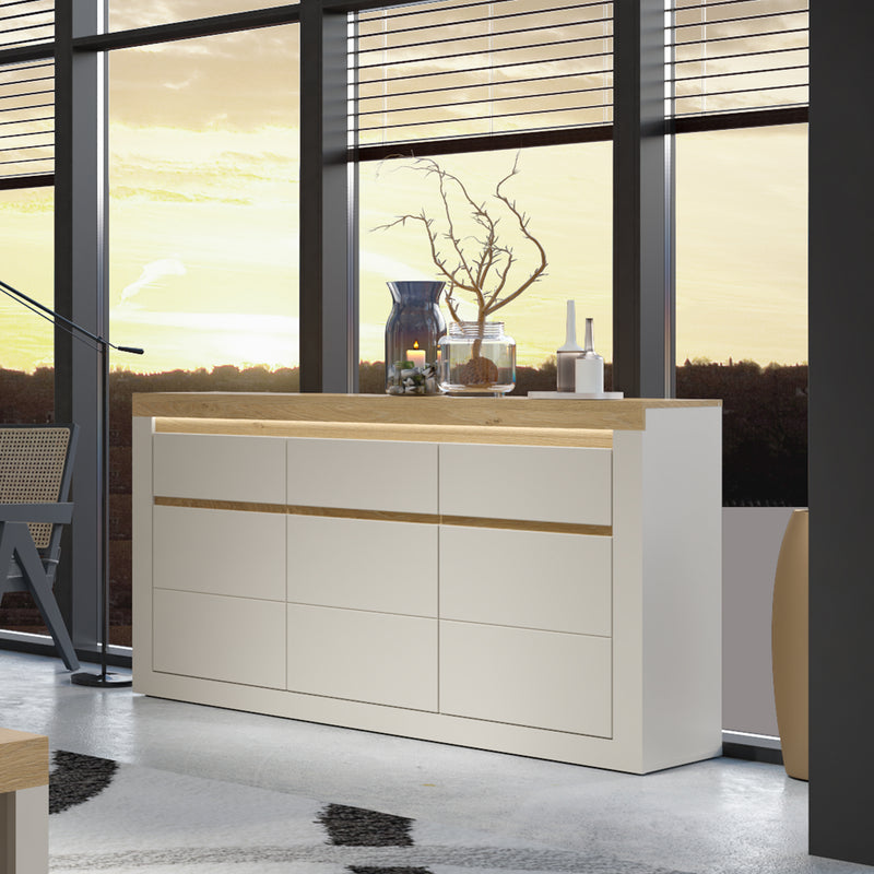 Naxxar Sideboard with 3 Doors and 3 Drawers in Cashmere and Stone Oak – image 3