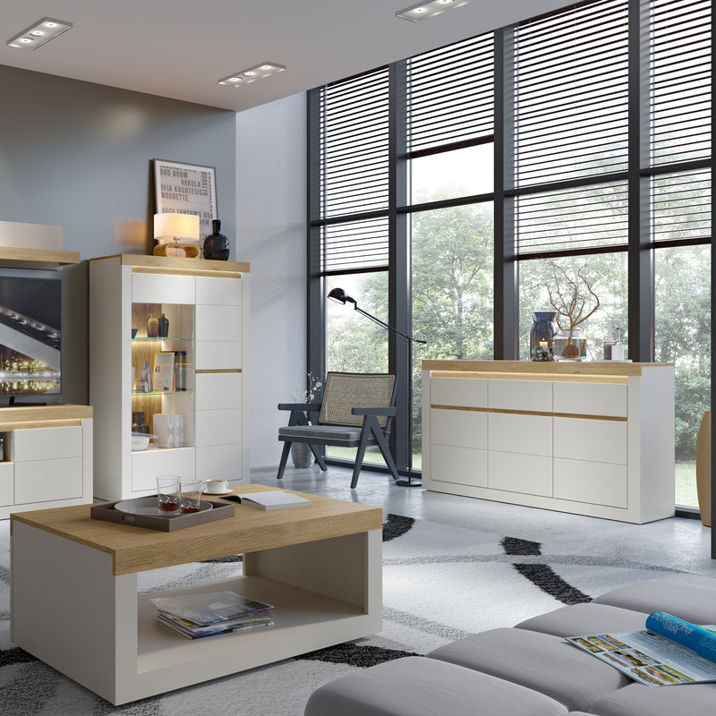 Naxxar Sideboard with 3 Doors and 3 Drawers in Cashmere and Stone Oak – image 5