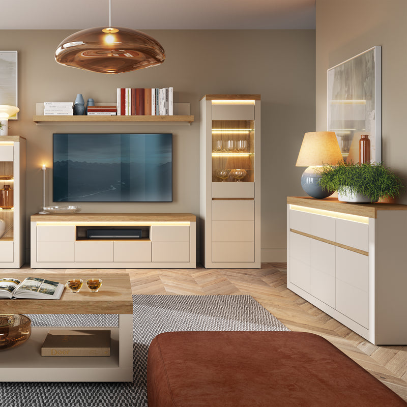 Naxxar Sideboard with 3 Doors and 3 Drawers in Cashmere and Stone Oak – image 6
