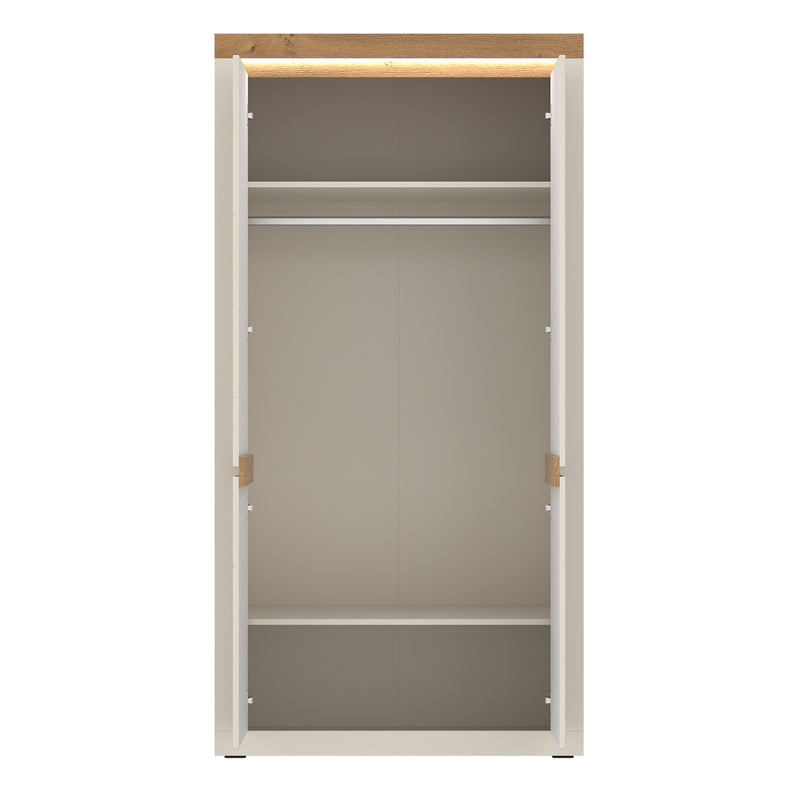 Naxxar Wardrobe with 2 Doors in Cashmere and Stone Oak – image 2