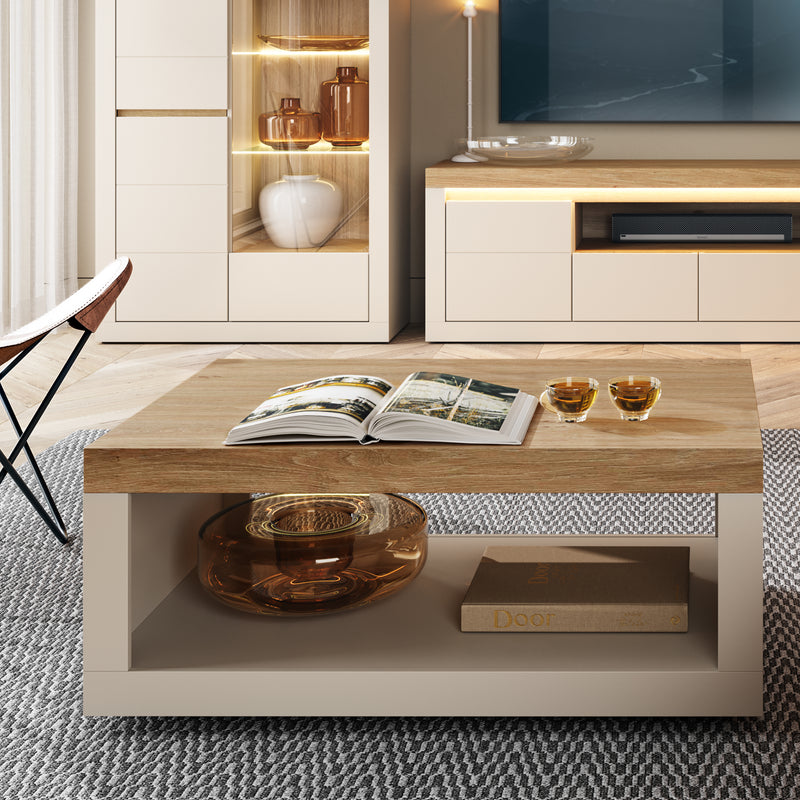 Naxxar Coffee Table in Cashmere and Stone Oak – image 3