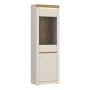Naxxar Tall Display Cabinet with 1 Door in Cashmere and Stone Oak – image 1