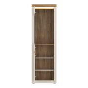 Naxxar Tall Display Cabinet with 1 Door in Cashmere and Stone Oak – image 2