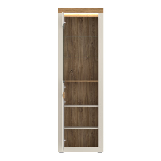 Naxxar Tall Display Cabinet with 1 Door in Cashmere and Stone Oak – image 2