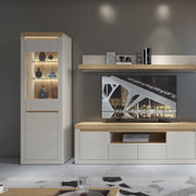 Naxxar Tall Display Cabinet with 1 Door in Cashmere and Stone Oak – image 4