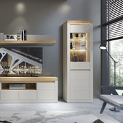 Naxxar Tall Display Cabinet with 1 Door in Cashmere and Stone Oak – image 5