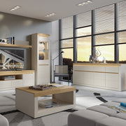 Naxxar Tall Display Cabinet with 1 Door in Cashmere and Stone Oak – image 7