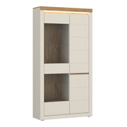 Naxxar Tall Display Cabinet with 2 Doors (LH) in Cashmere and Stone Oak – image 1