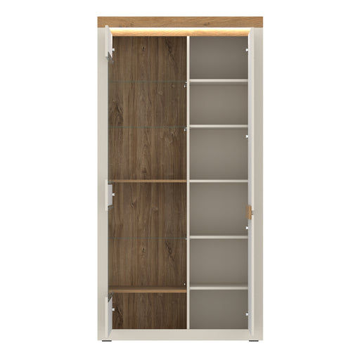Naxxar Tall Display Cabinet with 2 Doors (LH) in Cashmere and Stone Oak – image 2