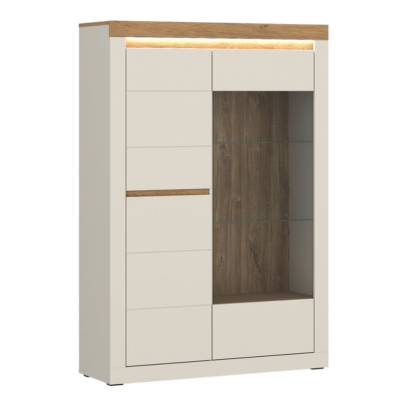 Naxxar Display Cabinet with 2 Doors (LH) in Cashmere and Stone Oak – image 1