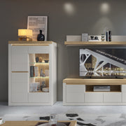 Naxxar Display Cabinet with 2 Doors (LH) in Cashmere and Stone Oak – image 4