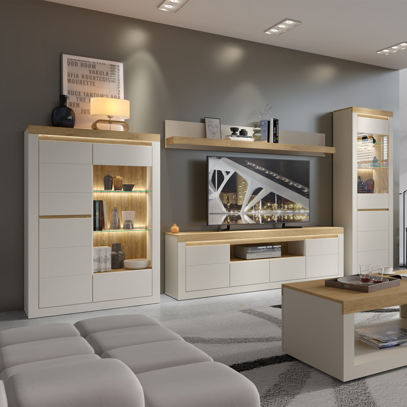 Naxxar Display Cabinet with 2 Doors (LH) in Cashmere and Stone Oak – image 6