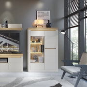 Naxxar Display Cabinet with 2 Doors (RH) in Cashmere and Stone Oak – image 4