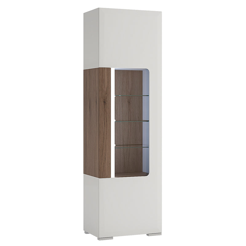 Toronto Tall Narrow Glazed Display Cabinet with Internal Shelves (inc. Plexi Lighting) – image 1