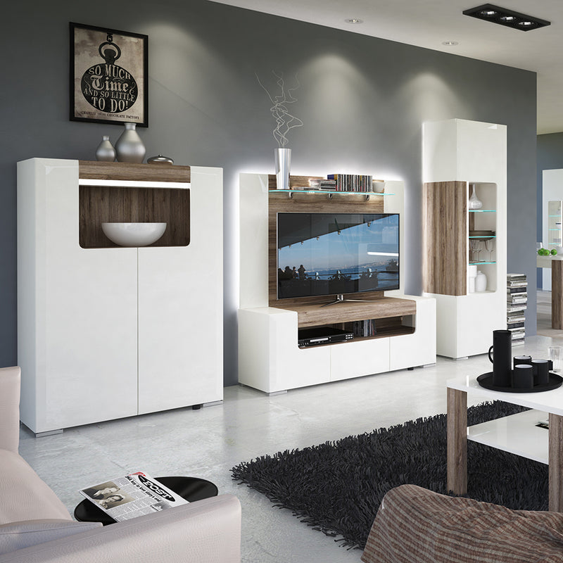 Toronto Tall Narrow Glazed Display Cabinet with Internal Shelves (inc. Plexi Lighting) – image 5