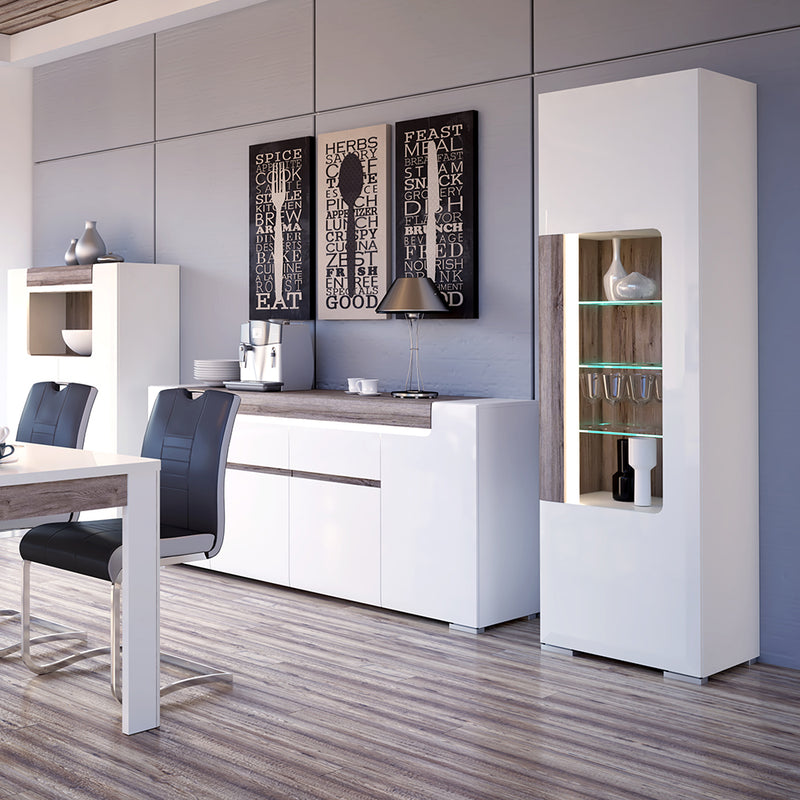 Toronto Tall Narrow Glazed Display Cabinet with Internal Shelves (inc. Plexi Lighting) – image 7