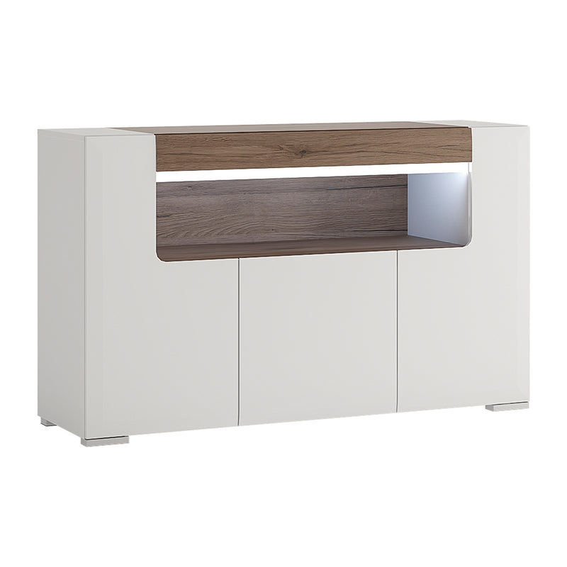 Toronto 3 Door Sideboard with open shelving (inc. Plexi Lighting) – image 1