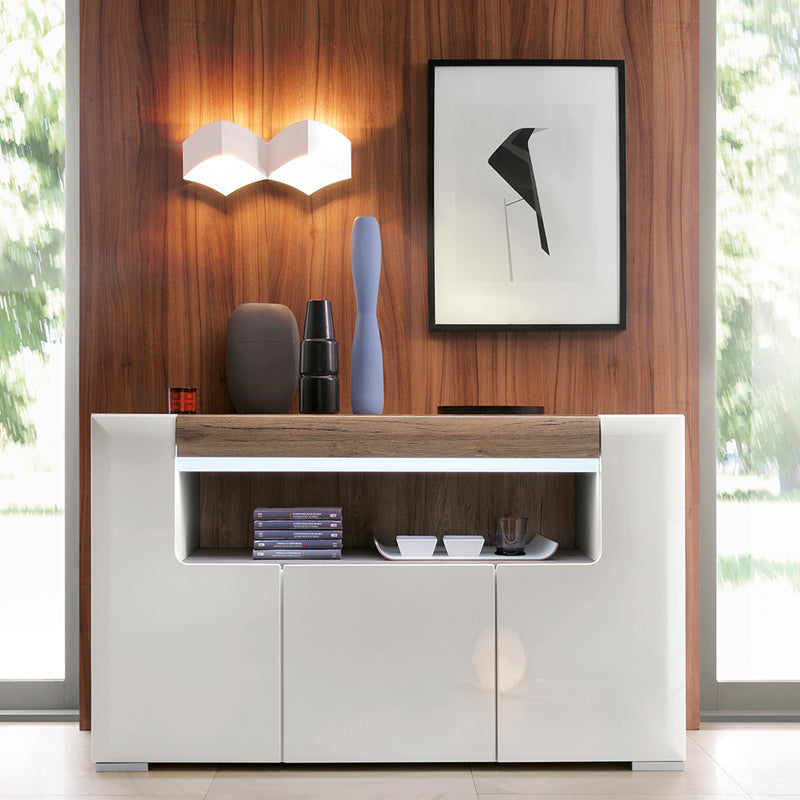 Toronto 3 Door Sideboard with open shelving (inc. Plexi Lighting) – image 4