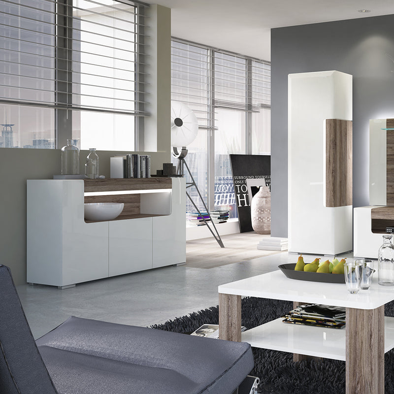 Toronto 3 Door Sideboard with open shelving (inc. Plexi Lighting) – image 6