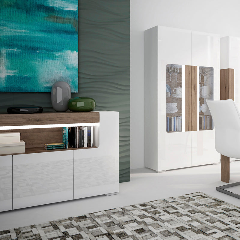 Toronto 3 Door Sideboard with open shelving (inc. Plexi Lighting) – image 7