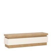 Lyon 2 Drawer TV Cabinet in Riviera Oak/White High Gloss – image 1