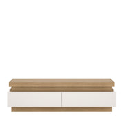 Lyon 2 Drawer TV Cabinet in Riviera Oak/White High Gloss – image 2