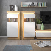 Lyon 2 Drawer TV Cabinet in Riviera Oak/White High Gloss – image 5