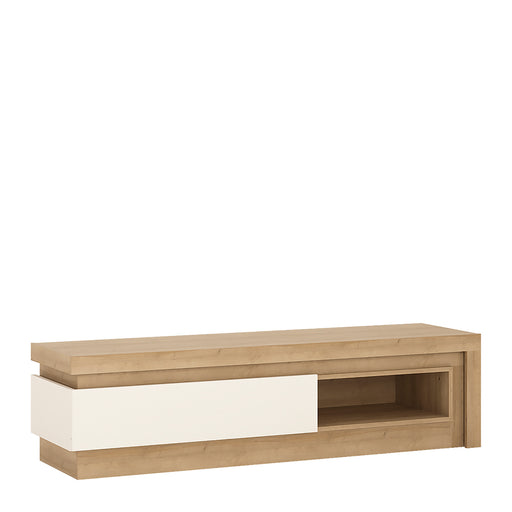 Lyon 1 Drawer TV Cabinet with Open Shelf in Riviera Oak/White High Gloss – image 1