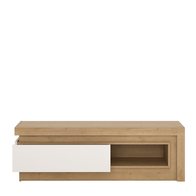 Lyon 1 Drawer TV Cabinet with Open Shelf in Riviera Oak/White High Gloss – image 2