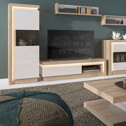 Lyon 1 Drawer TV Cabinet with Open Shelf in Riviera Oak/White High Gloss – image 3