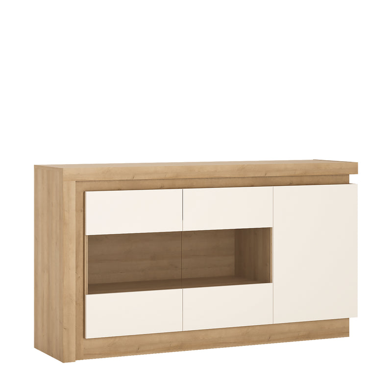 Lyon 3 Door Glazed Sideboard in Riviera Oak/White High Gloss – image 1