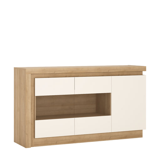 Lyon 3 Door Glazed Sideboard in Riviera Oak/White High Gloss – image 1