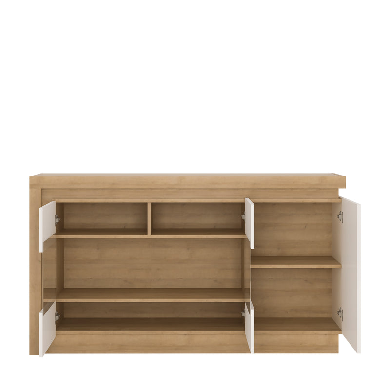 Lyon 3 Door Glazed Sideboard in Riviera Oak/White High Gloss – image 2