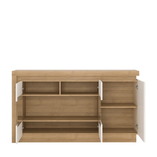 Lyon 3 Door Glazed Sideboard in Riviera Oak/White High Gloss – image 2