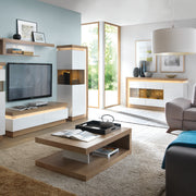 Lyon 3 Door Glazed Sideboard in Riviera Oak/White High Gloss – image 4