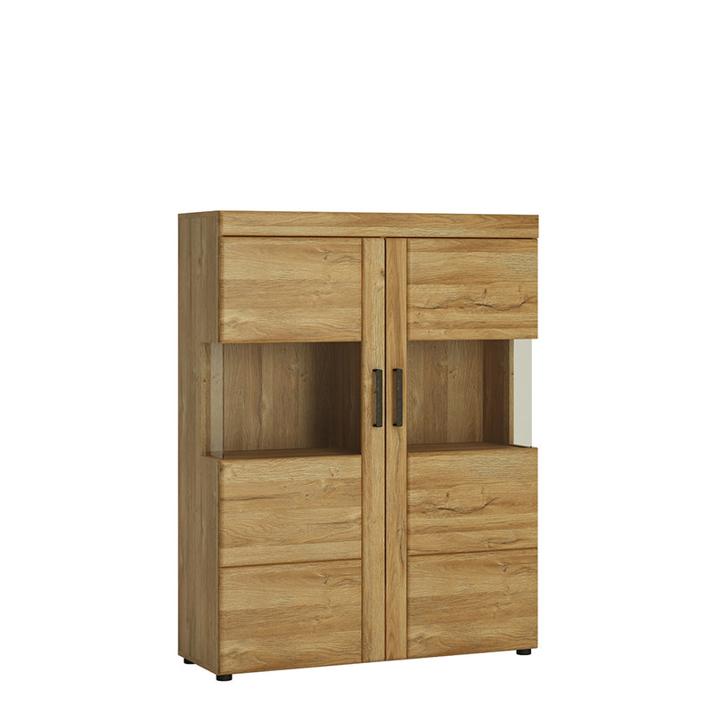 Cortina Low Wide 2 Door Display Cabinet in Grandson Oak – image 1