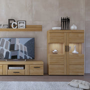 Cortina Low Wide 2 Door Display Cabinet in Grandson Oak – image 4