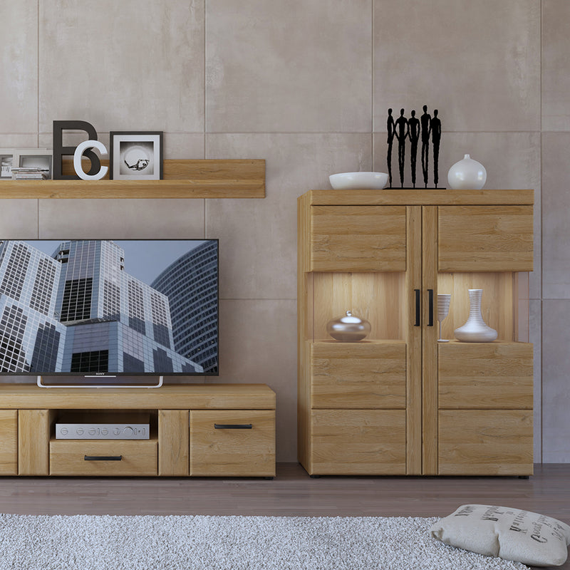 Cortina Low Wide 2 Door Display Cabinet in Grandson Oak – image 4