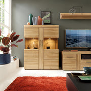 Cortina Low Wide 2 Door Display Cabinet in Grandson Oak – image 5