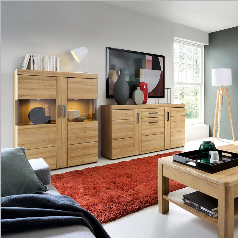 Cortina Low Wide 2 Door Display Cabinet in Grandson Oak – image 6